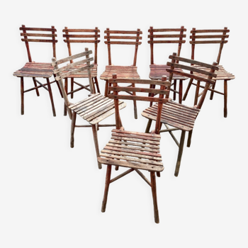 Lot de 8 chaises guinguette 1920