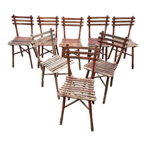 Lot de 8 chaises guinguette - 1920