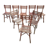 Lot de 8 chaises guinguette 1920