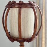 Turned wood lamp.