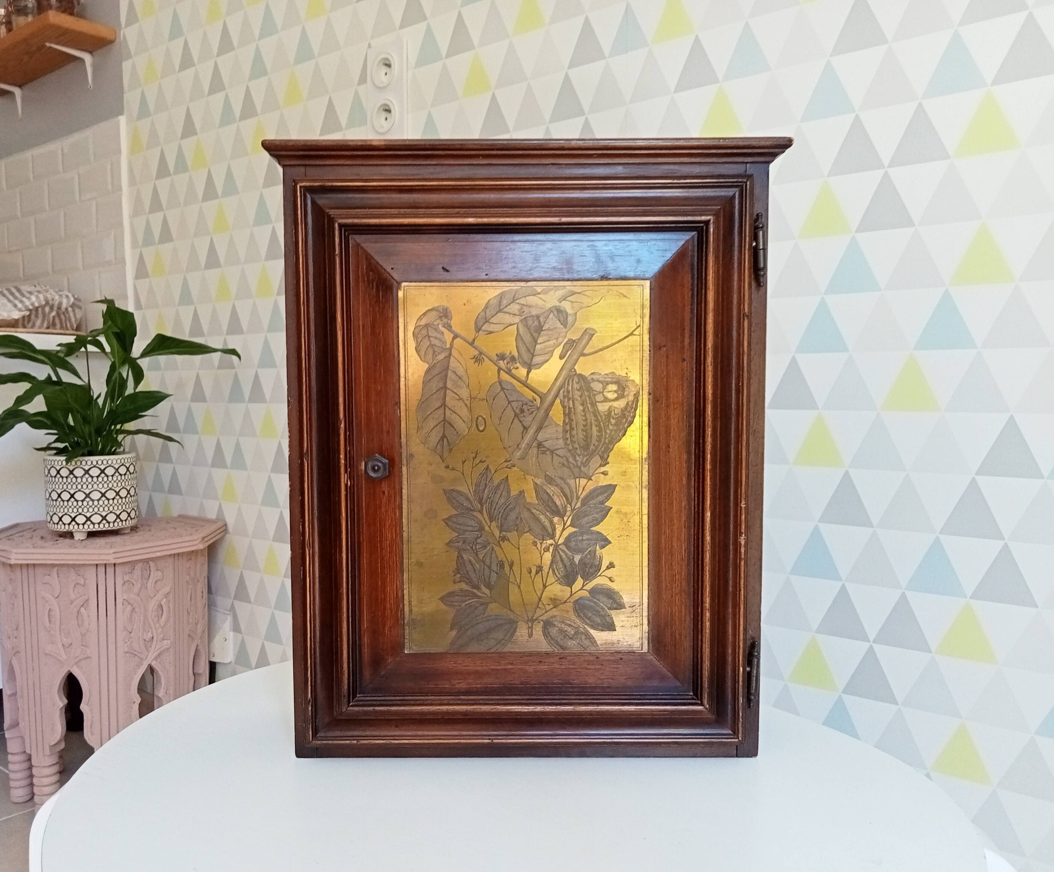Antique wooden and brass bathroom cabinet 40/50s