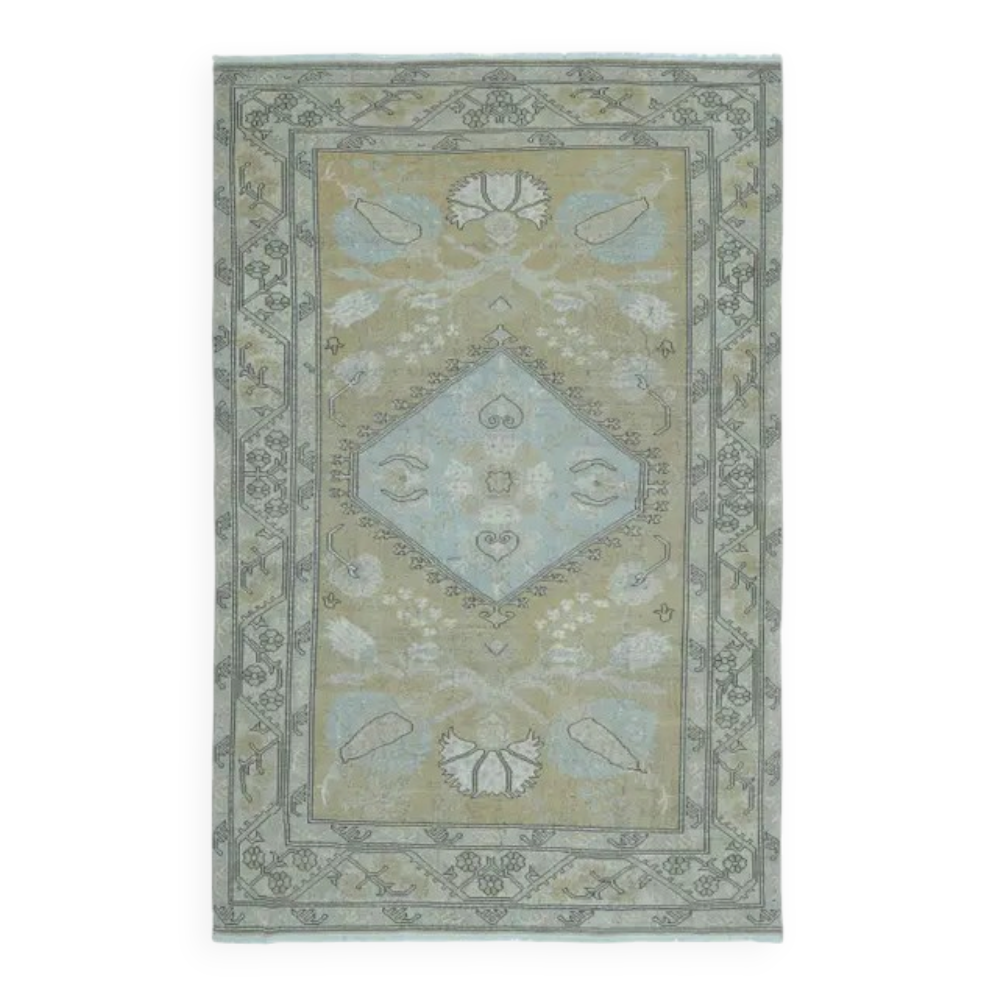 1970s Vintage Turkish Handmade Wool & Cotton Orange Area Rug 203x313
