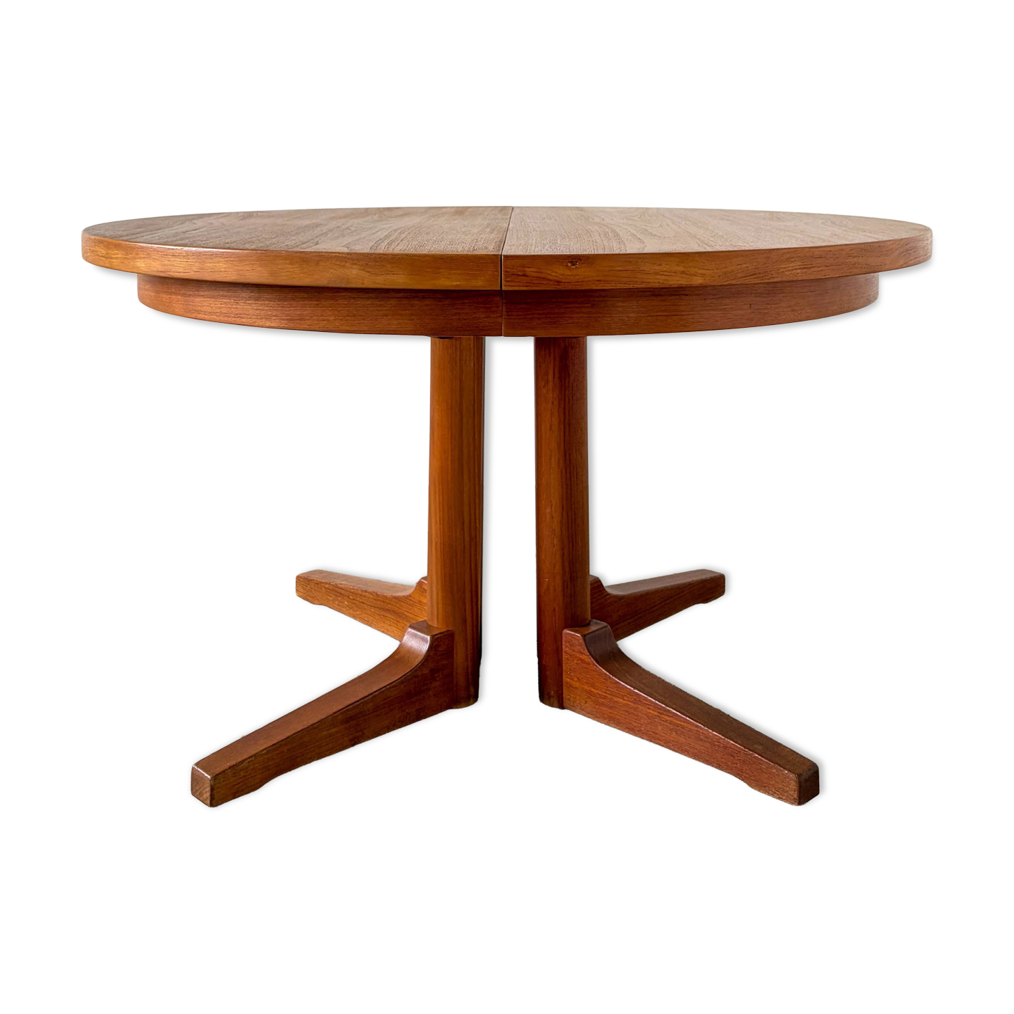 Table à manger ronde en teck Silkeborg avec rallonges