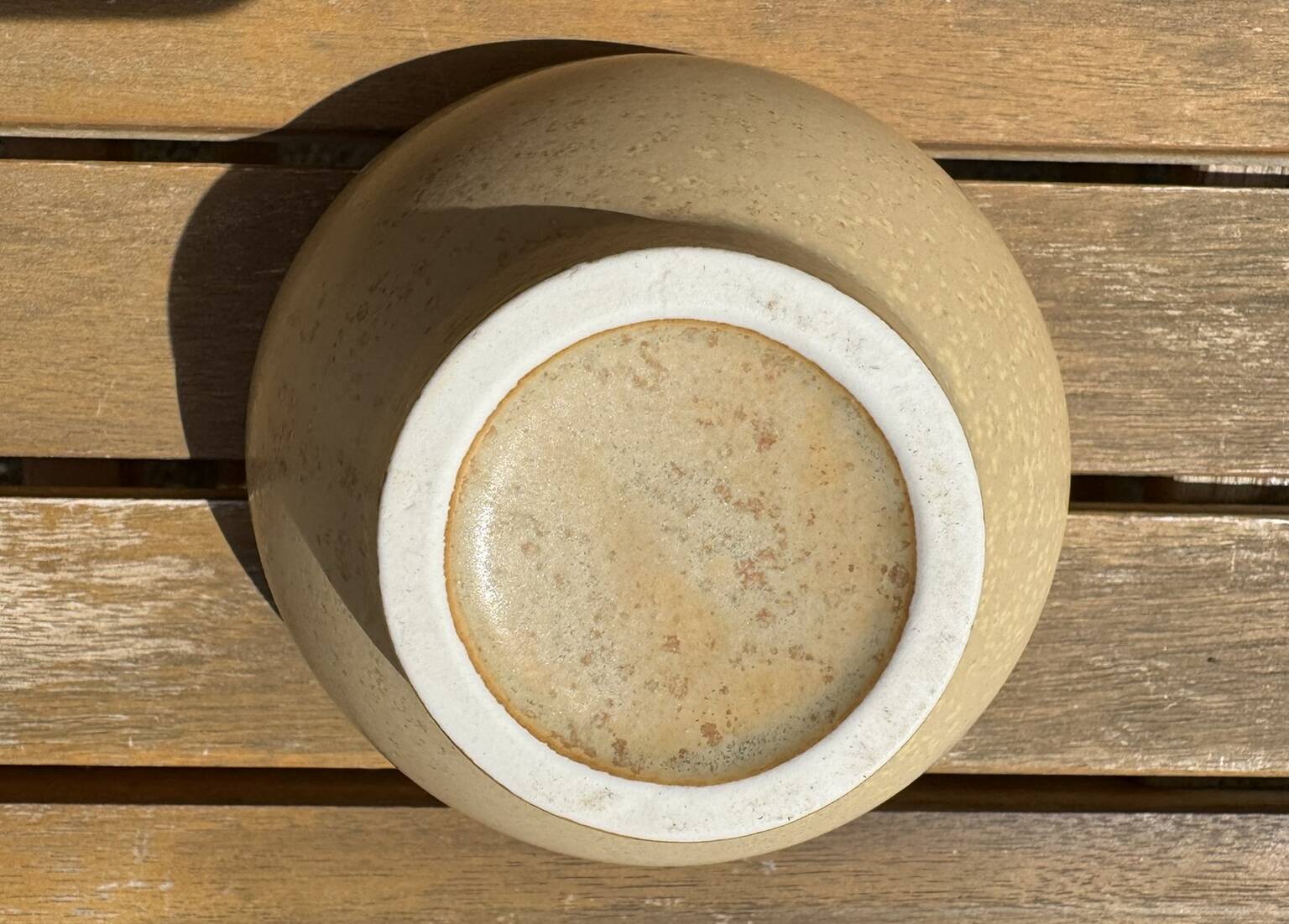 Vintage brown beige stoneware teapot set with 4 bowls.