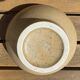 Vintage brown beige stoneware teapot set with 4 bowls.