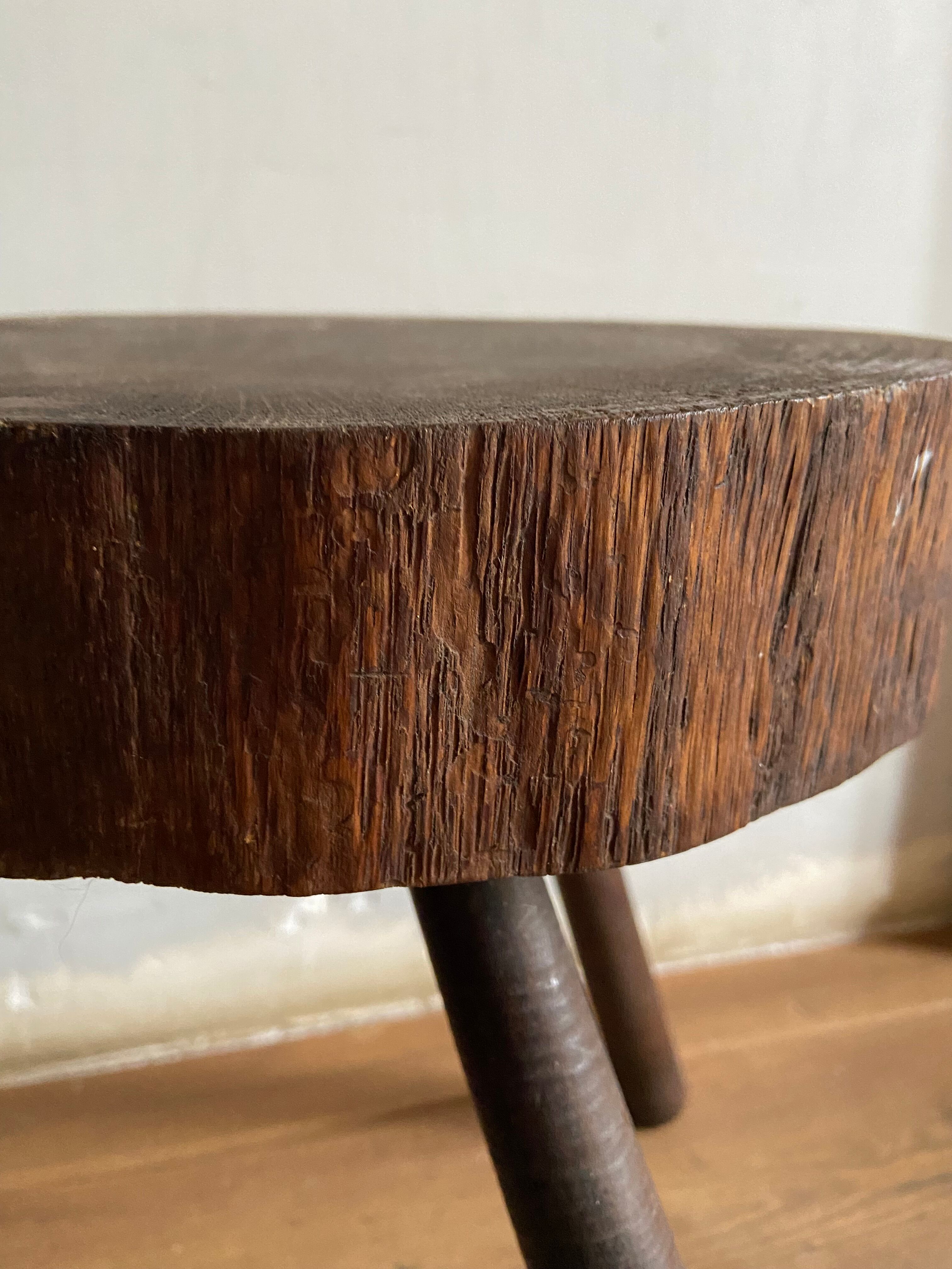 Brutalist stool brown tripod