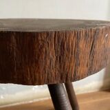 Brutalist stool brown tripod