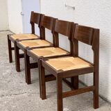 Mulched chairs in vintage solid elm 1960