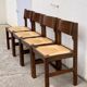 Vintage 1960s solid elm straw chairs
