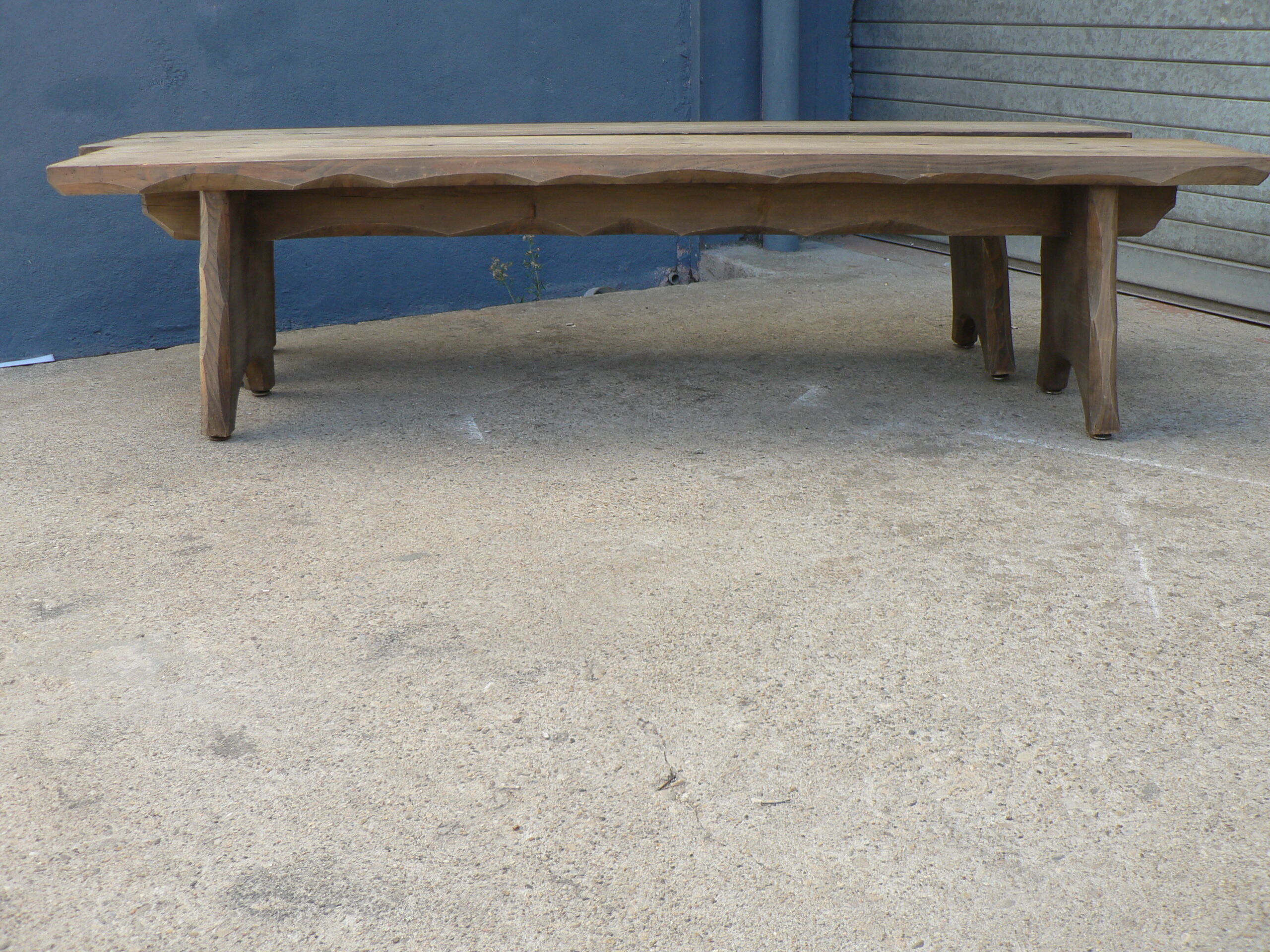 Pair of rustic farm table bench