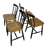 Vintage set of four -bar chair made of black lacquered wood - 1960s