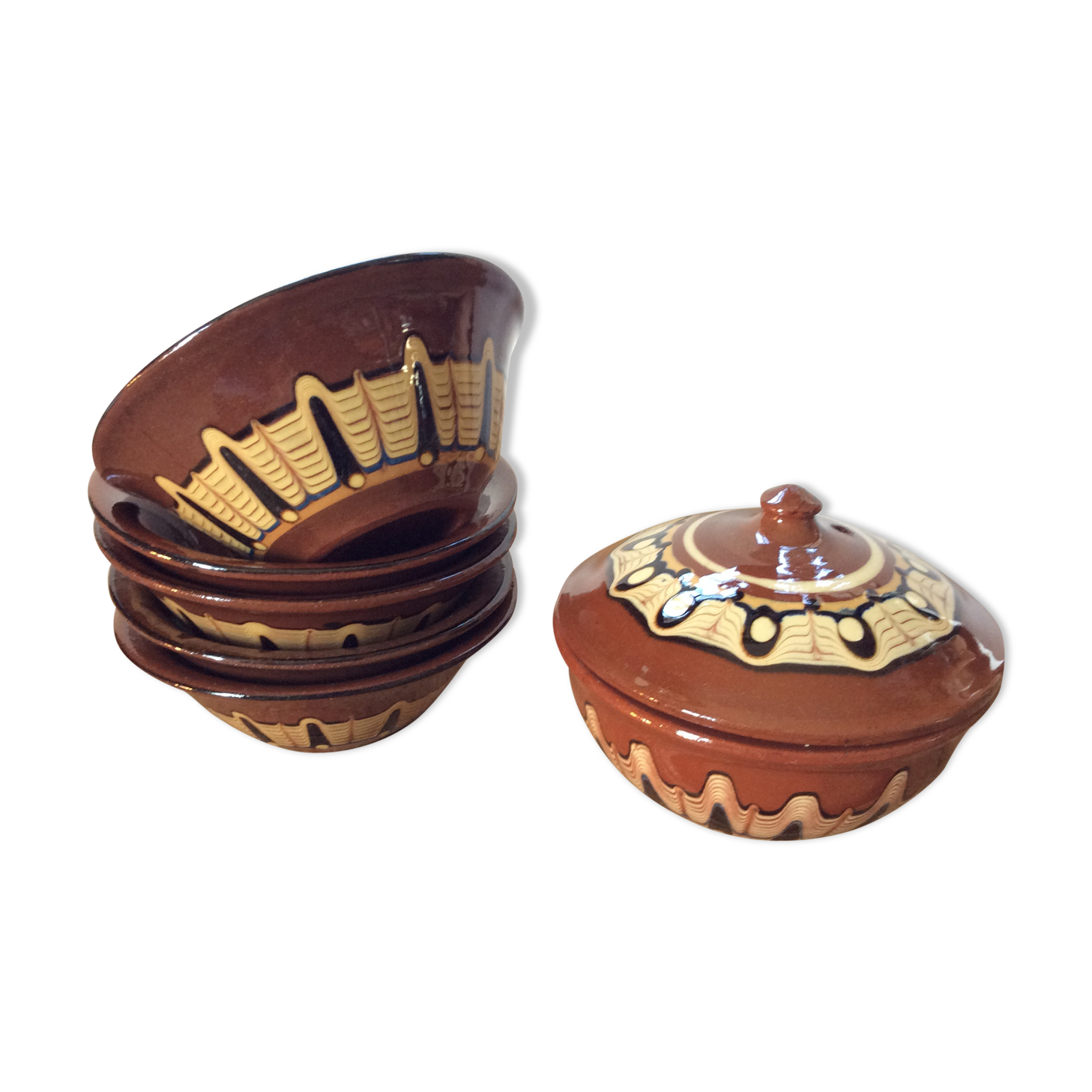 Set de 5 coupelles décors Marbeling vintage