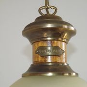French Vintage "Louisiane" Brass & Wood Pendant Lamp - Hanging Light