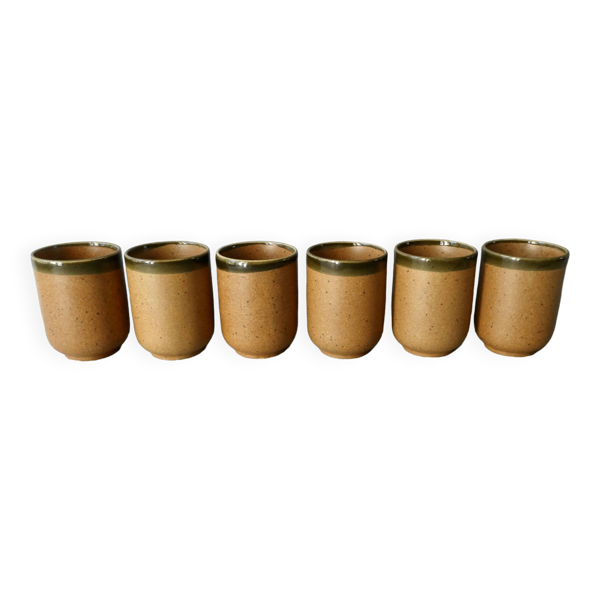 6 verres gobelets en grès émaillé