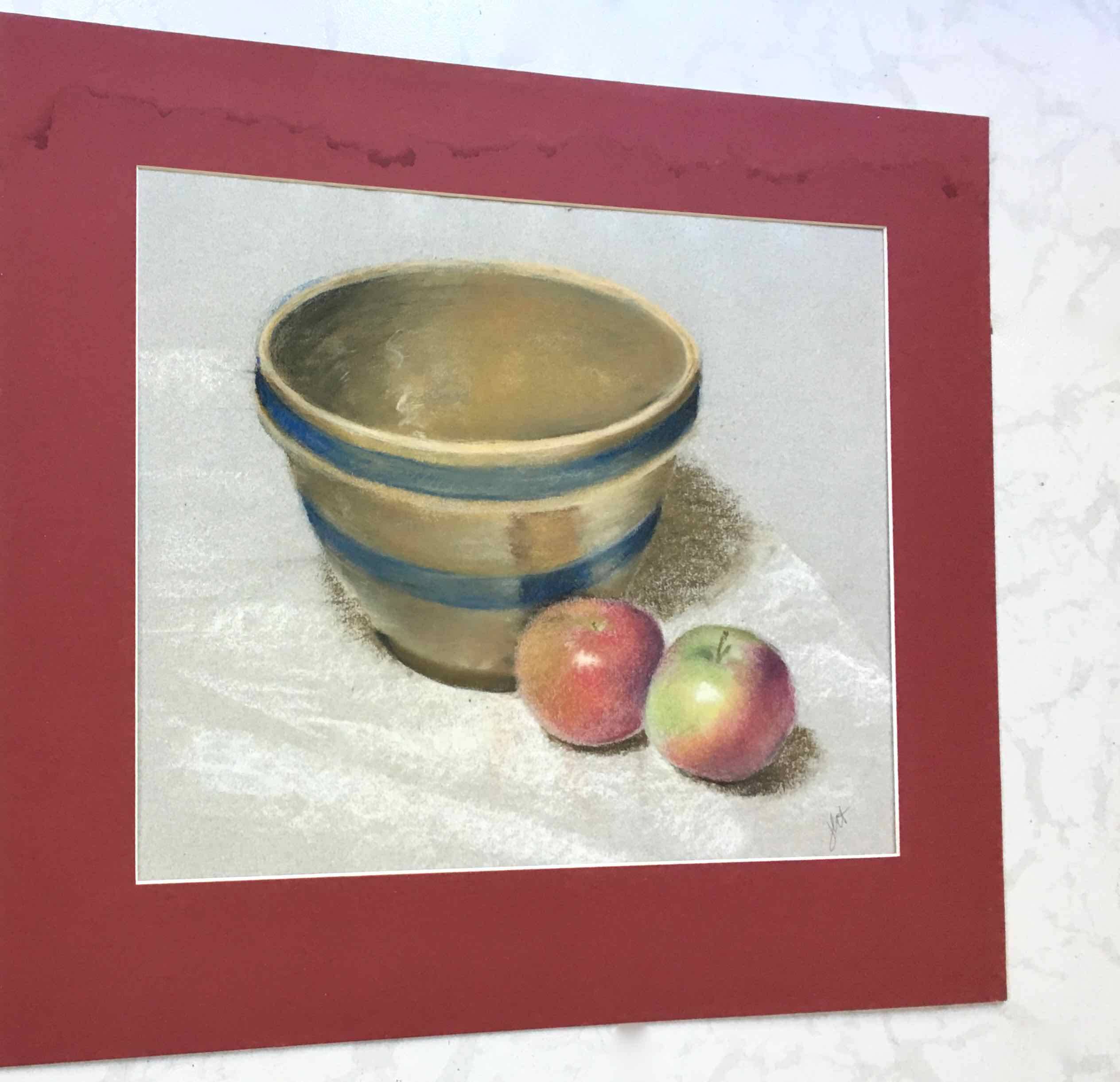 Tableau Pastel jarre et pommes