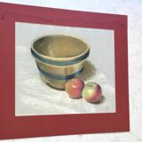 Pastel painting jar and apples