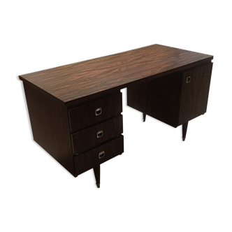 Coffered desk circa 1970 in 4-sided Rio rosewood