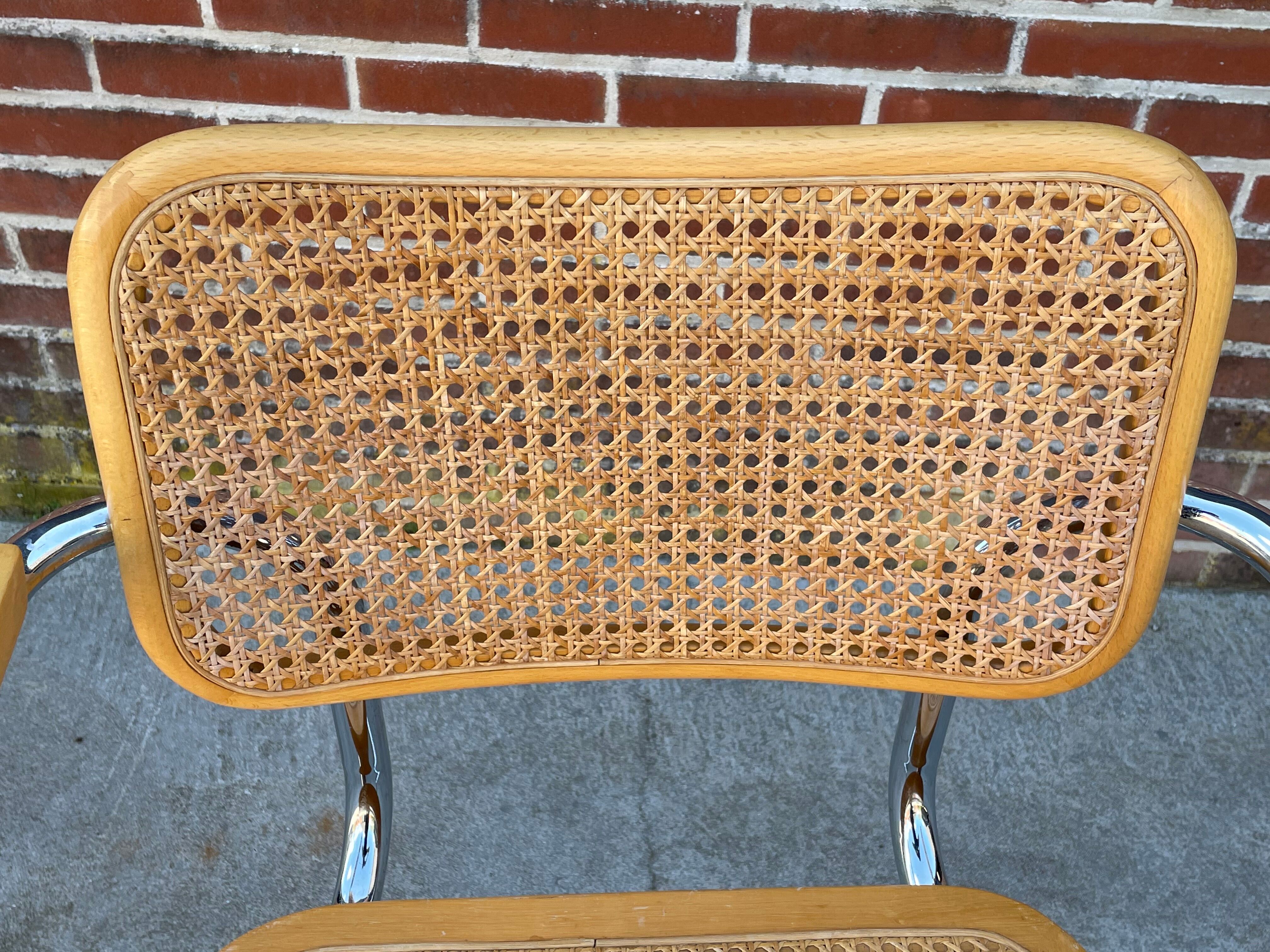 Cesca model design chair with armrests chrome version