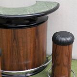 Rare : Bar Demi Lune Art déco Palissandre Marbre circa 1950 / 3 tabourets