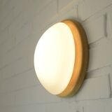 Set of 3 vintage sconces wood glass minimalist wall lamps flush mount light