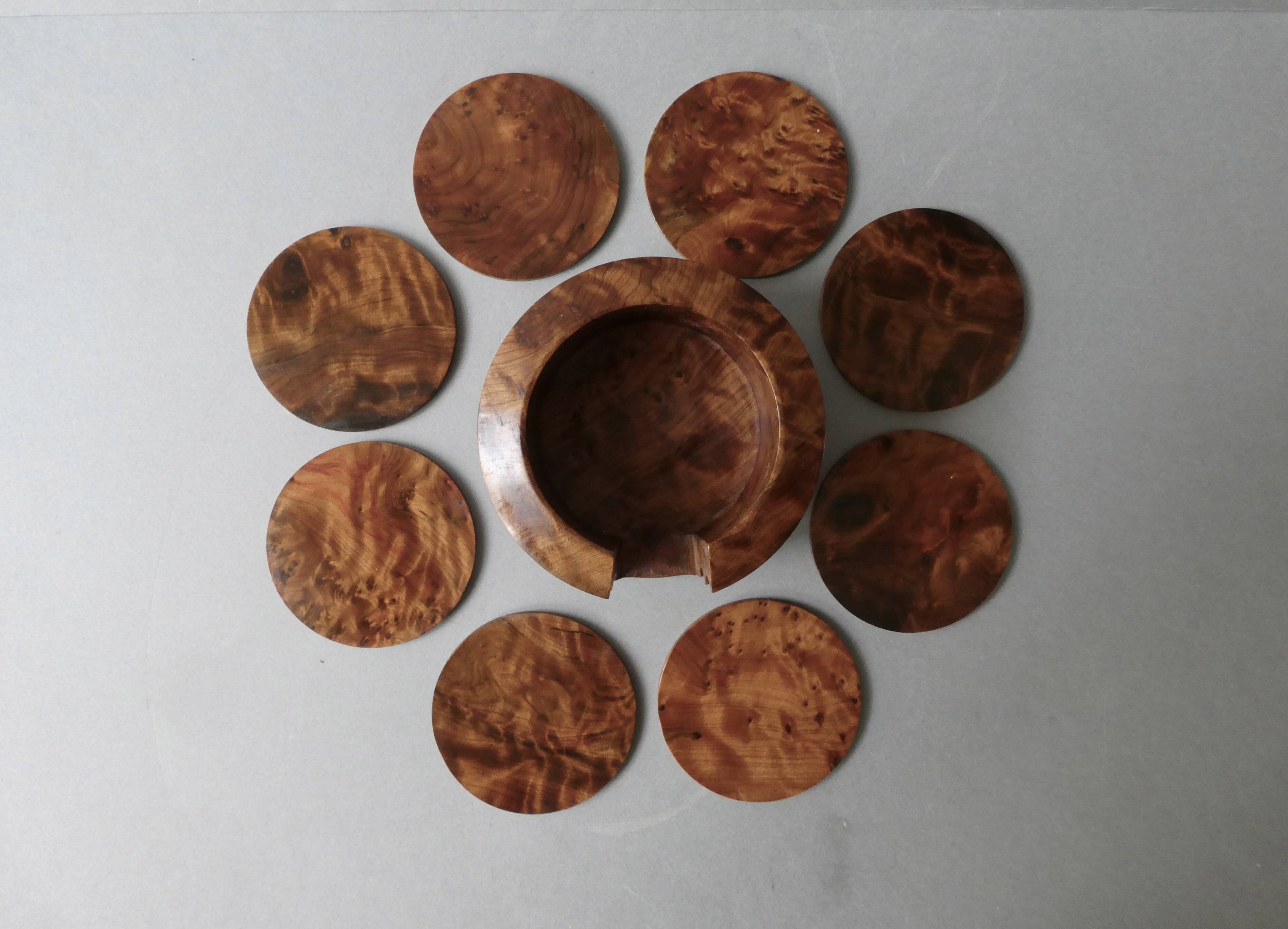 8 under glass in elm burl, Art Deco style