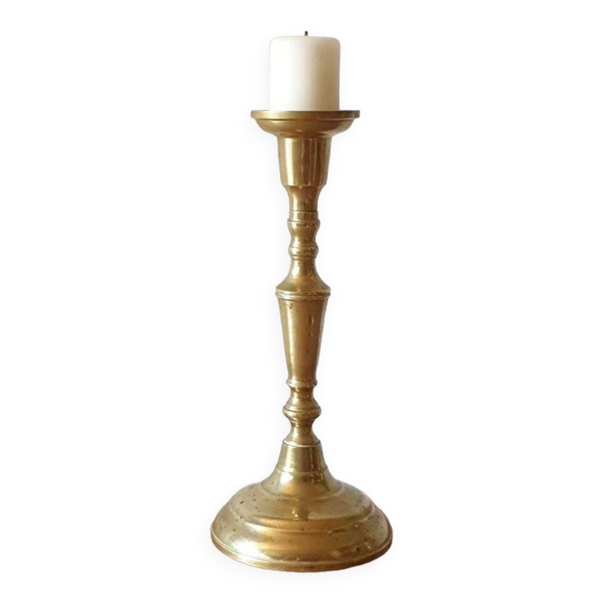 Large gilded brass candle holder