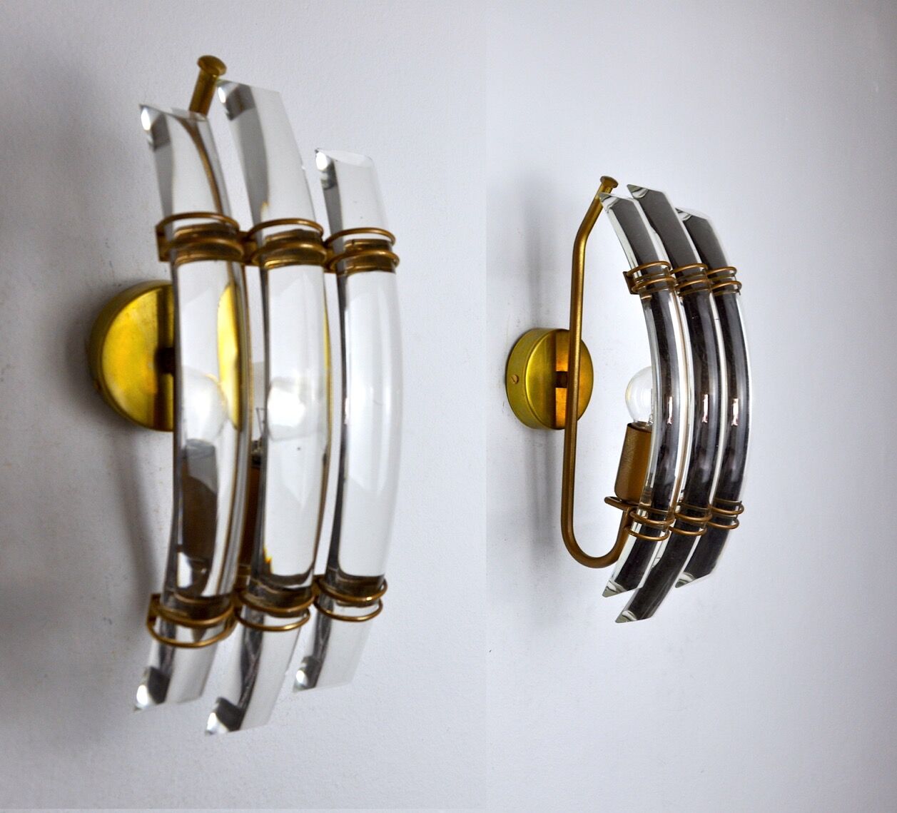 Pair of Venini wall lamps, Italy, 1970