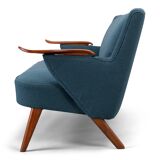 Danish reupholstered blue sofa by Johannes Andersen for CFC Silkeborg, 1960s