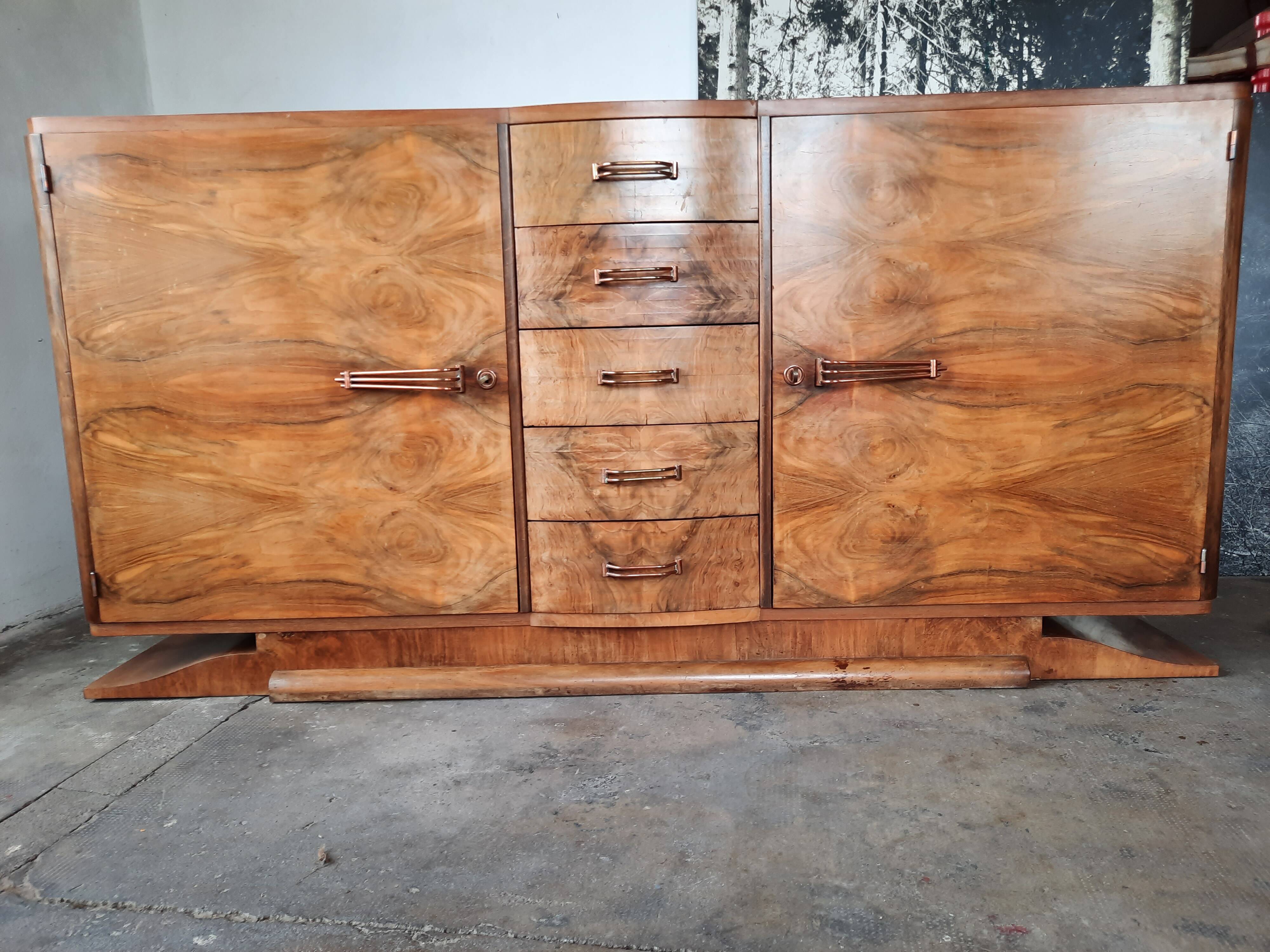 Art deco walnut sideboard