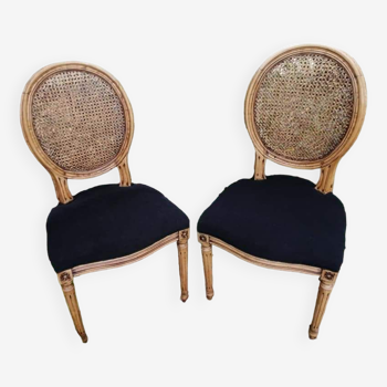 Louis XVI caned medallion chairs