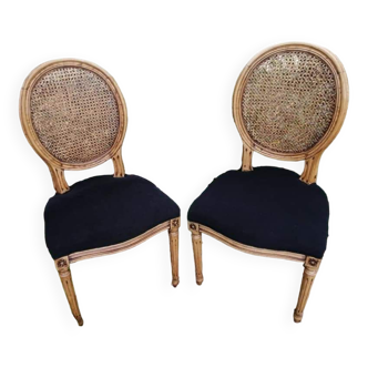Louis XVI caned medallion chairs