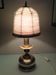 Lampe en laiton brossé et abat jour en laine  ecru  vintage années 70