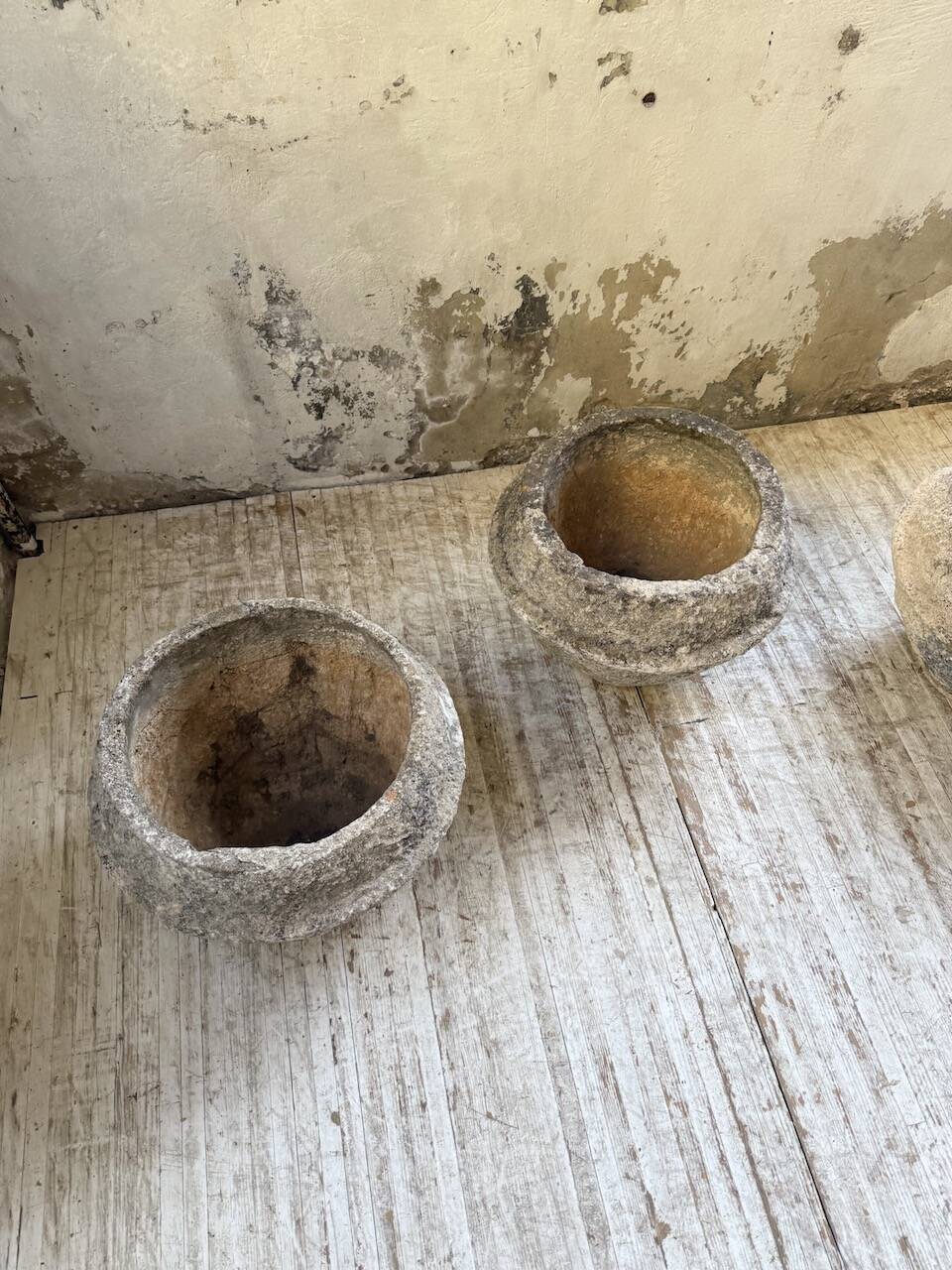 Trio of stone and cement planters, early 1900s