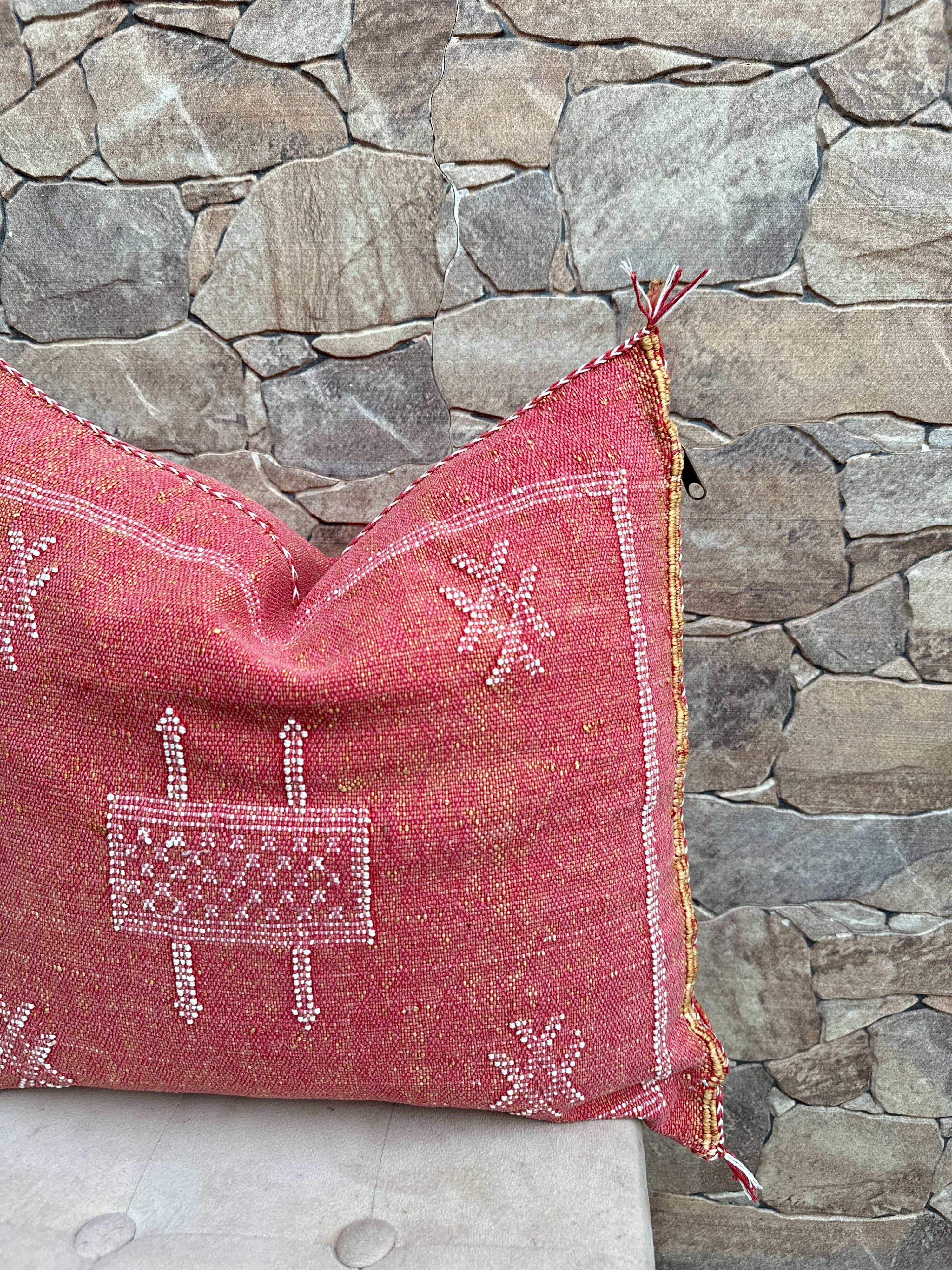 Cactus silk cushion cover: Handwoven Moroccan Sabra cushion