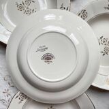 7 assiettes creuses porcelaine vintage digoin sarreguemines modèle raphael motif fleurs dorées