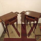 Pair of small boat cabin bedside tables / Small smoker's furniture.