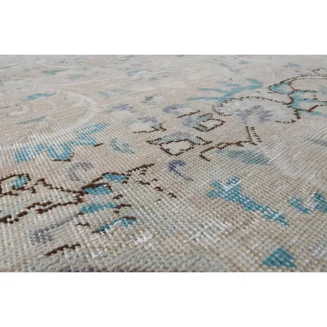 1970s Vintage Persian Handmade Wool Cotton Blue Area Rug 298x384