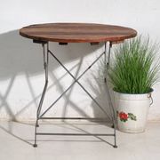 Antique folding garden table in wood and iron – Central Europe, circa 1950