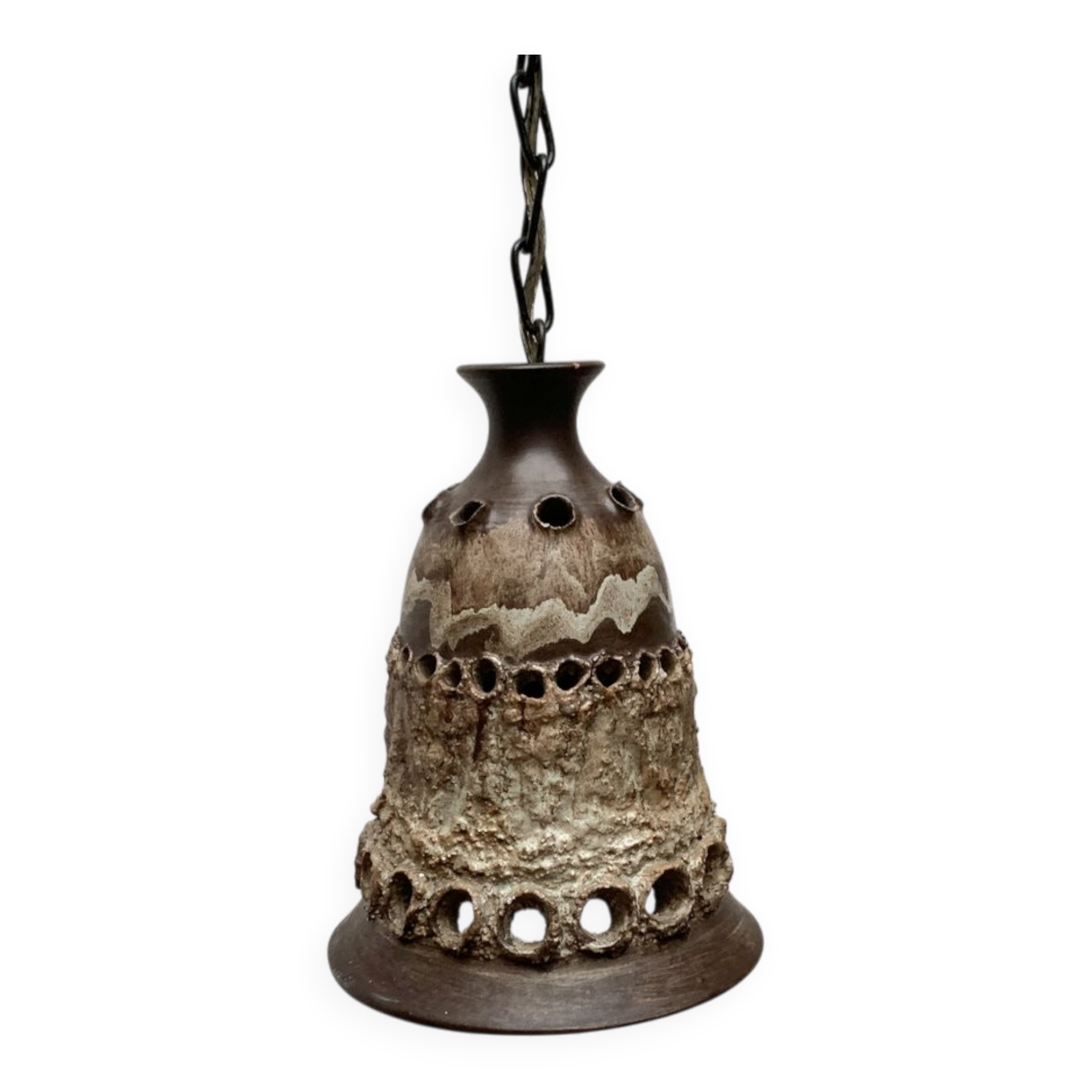 Brutalist ceramic pendant from the mid-century modern period by Judi Kunst.