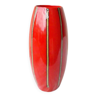 Red ceramic vase