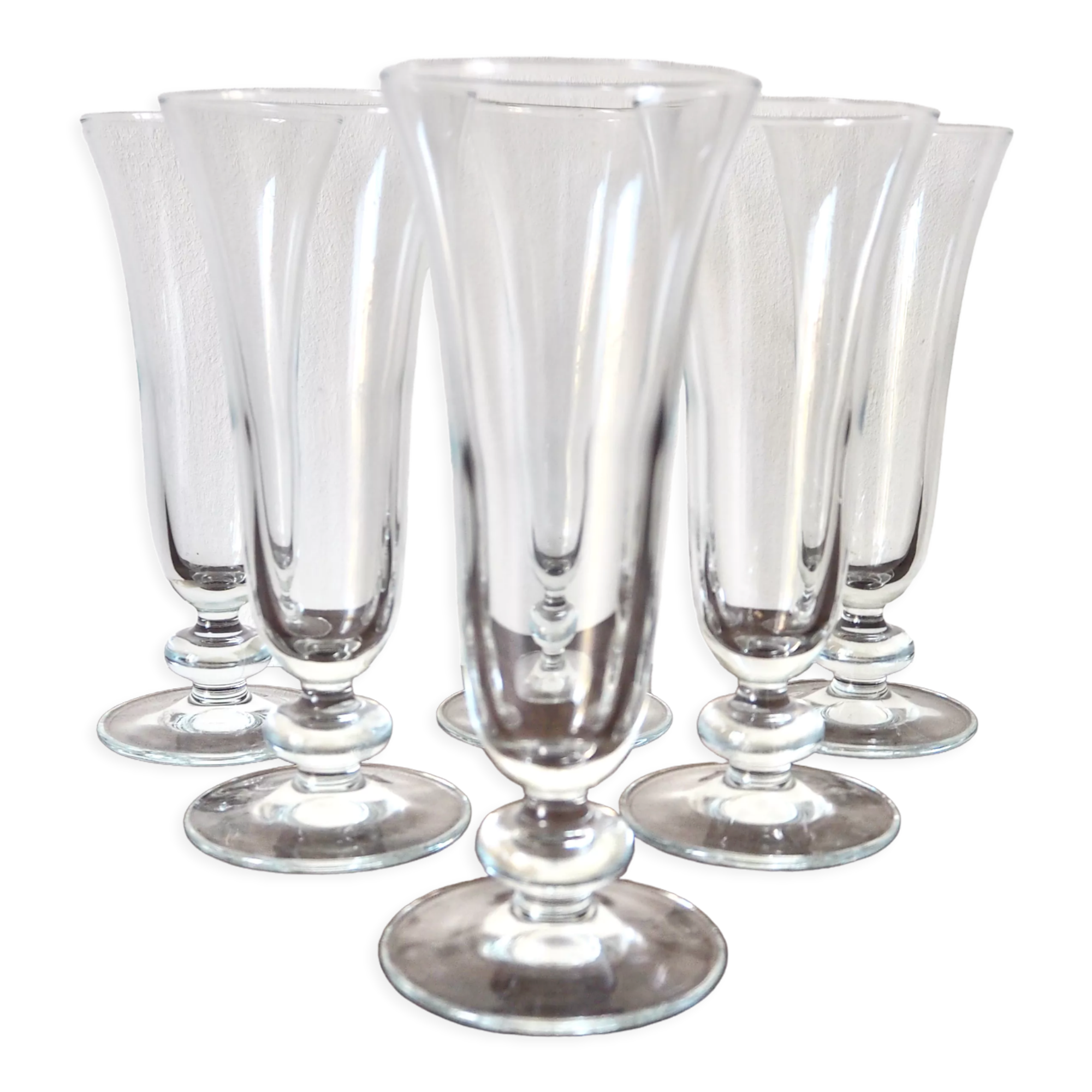 Set de 6 flûtes à champagne avec pieds boules