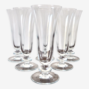 Set of 6 champagne flutes with ball feet