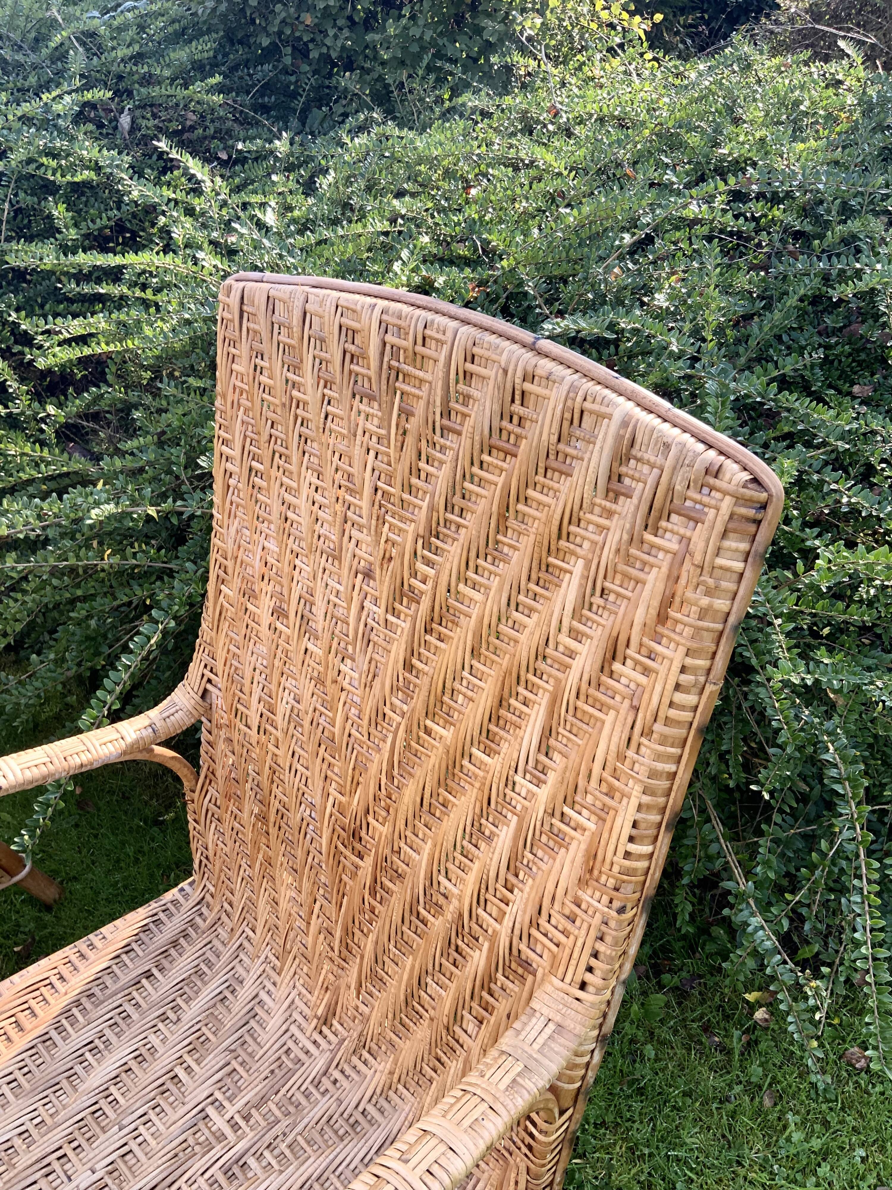 Pair of old wicker rattan chairs