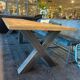 Table 350 x 100 cm chene and metal legs