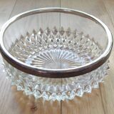 WMF presentation bowl in crystal, silver rim.