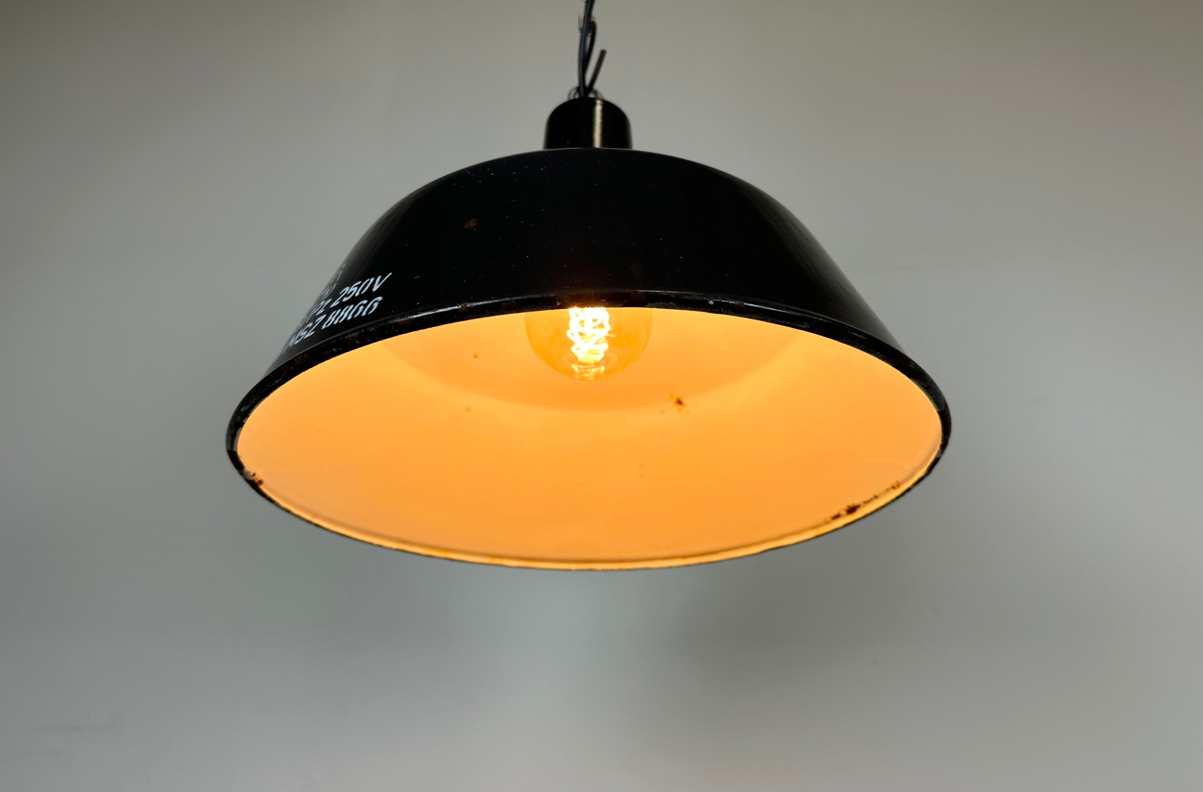 Industrial dark blue enamel pendant lamp from emax, 1960s