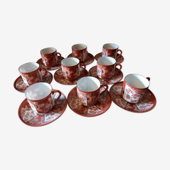 9 tasses à café porcelaine Japon Ethnique Vintage