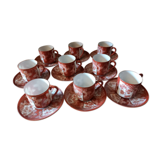 9 coffee cups porcelain Japan Ethnic Vintage