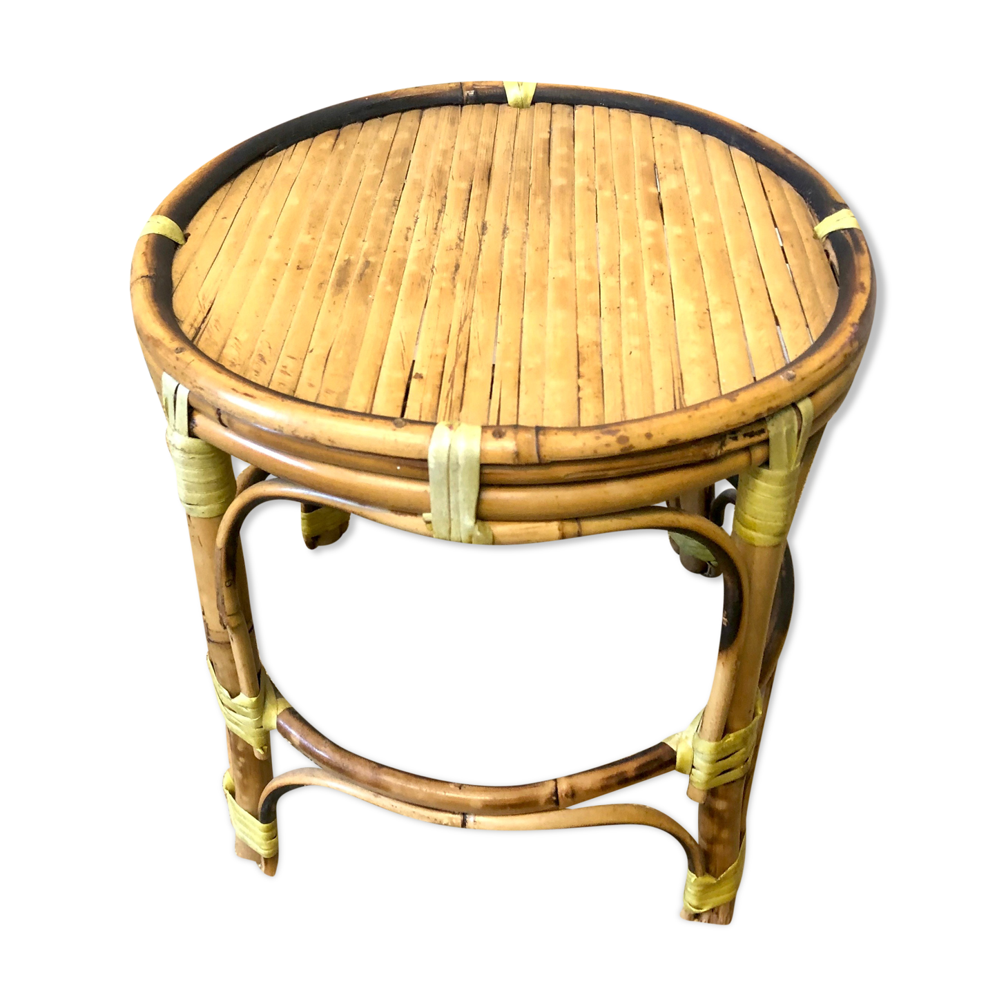 Mini table door door rotin bamboo vintage 70 crafts France