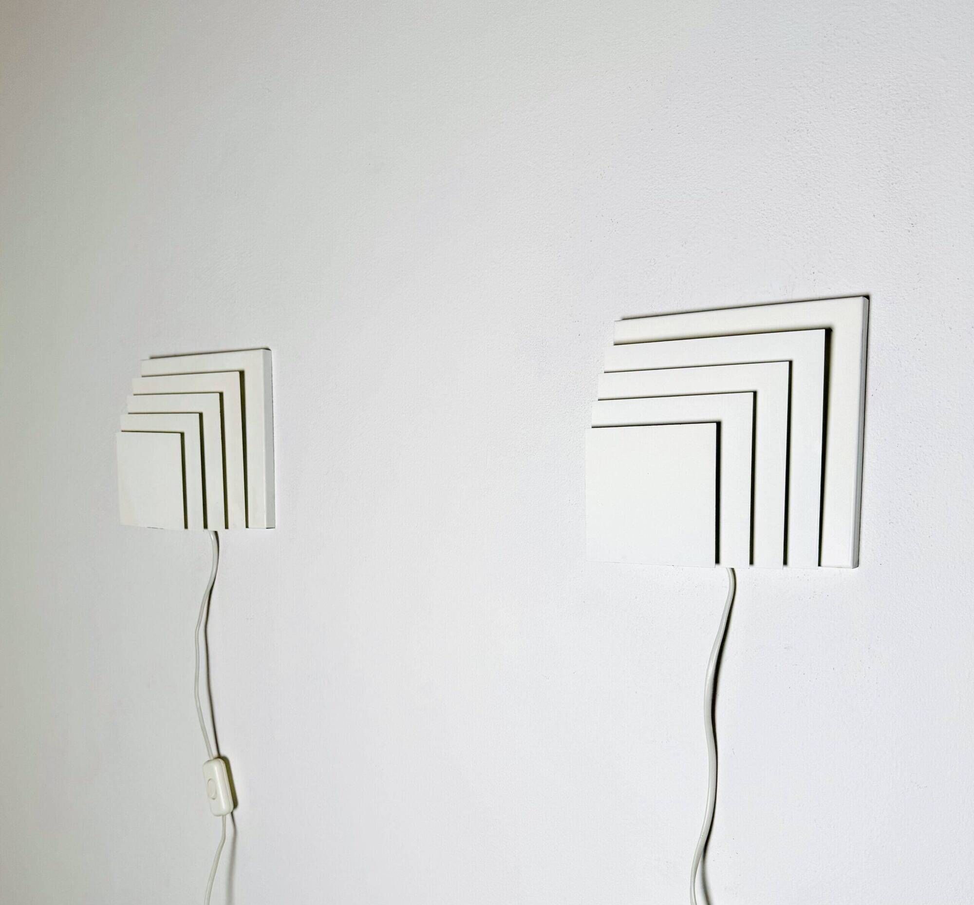 Geometric Square Layered Wall Lamps By Unknown Designer, The Netherlands 1960S